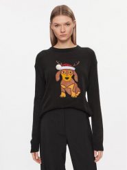 Brave Soul Sweter LKX-230XMASDOG Czarny Regular Fit. Czarne swetry Brave Soul, s, bez wzorów, z wiskozy, bez ramiączek. Za 69.99 zł.
