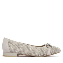 Baleriny Caprice. Szare baleriny Caprice, bez wzorów, bez obcasa. Za 299.99 zł.