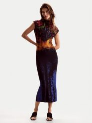 Desigual Sukienka koktajlowa Psicho Animal 26SWVK41 Kolorowy Slim Fit. Sukienki Desigual, s, bez wzorów, z wiskozy, wizytowe, bez kołnierzyka, bez ramiączek. Za 539.99 zł.