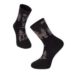Skarpety trekkingowe z wełny merynosowej z czarnymi motywami wspinaczkowymi. Czarne skarpety TRY TO FLY, bez wzorów, z wełny. W wyprzedaży za 83.39 zł.