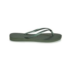 Klapki damskie Havaianas Slim. Zielone klapki Havaianas, bez wzorów, bez obcasa. Za 198.50 zł.