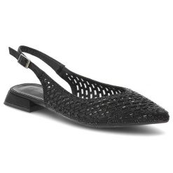 Sandały damskie S.Barski, cholewka ze skóry ekologicznej zapinane na sprzączkę, czarne, SR61-0105. Czarne sandały S.BARSKI, w ażurowe wzory, z materiału, eleganckie, bez obcasa, na obcasie, bez zapięcia. Za 199.00 zł.