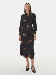 LOLA CASADEMUNT Sukienka koszulowa LS2616091 Czarny Regular Fit. Czarne sukienki LOLA CASADEMUNT, s, bez wzorów, z syntetyku, bez kołnierzyka, bez ramiączek, koszulowe. Za 522.99 zł.