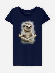 WOOOP Koszulka "Sloth Meditate" w kolorze granatowym rozmiar: XXL. Niebieskie bluzki Wooop, xxl, bez wzorów, z bawełny, bez kołnierzyka, bez ramiączek. Za 70.74 zł.
