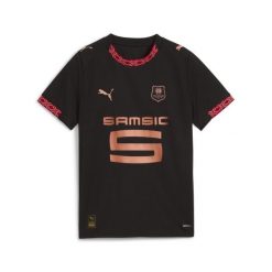 Młodzieżowa trzecia koszulka Stade Rennais F.C. 25/26 PUMA Black Copper Metallic. Czarna bluzki Puma, m, bez wzorów, młodzieżowe, bez kołnierzyka, bez ramiączek. Za 349.00 zł.