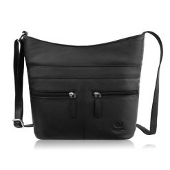 Torebka damska skórzana na ramię pojemna czarna Paolo Peruzzi AY-23-BL. Czarne torby na ramię bez wzorów, z materiału, biznesowe, na ramię, bez dodatków. Za 219.00 zł.