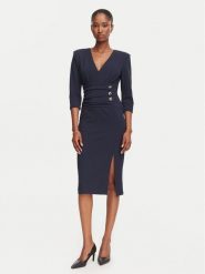Rinascimento Sukienka koktajlowa CFC0020495002 Granatowy Slim Fit. Niebieskie sukienki Rinascimento, m, bez wzorów, z syntetyku, wizytowe, bez kołnierzyka, bez ramiączek. Za 629.99 zł.