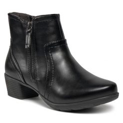 Botki Jana. Czarne botki JANA, bez wzorów, bez obcasa, na płaskiej podeszwie, bez zapięcia. Za 349.99 zł.