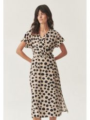 TATUUM Sukienka w kolorze beżowo-czarnym rozmiar: 42. Brązowe sukienki Tatuum, bez wzorów, z tkaniny, bez kołnierzyka, bez ramiączek, midi. Za 183.15 zł.