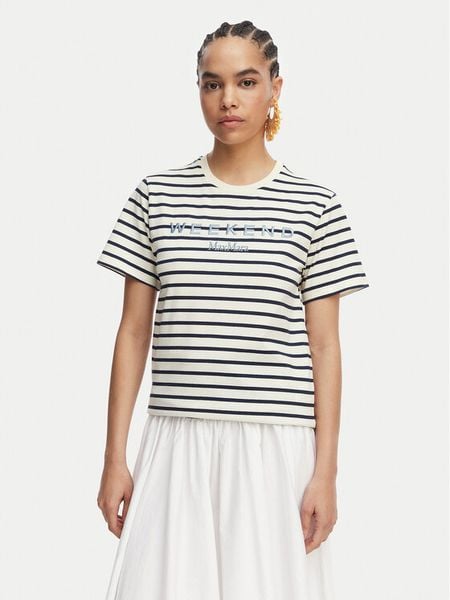 Weekend Max Mara T-Shirt Bora 2615971042 Granatowy Regular Fit. Niebieskie t-shirty Weekend Max Mara, m, bez wzorów, z bawełny, bez kołnierzyka, bez ramiączek. Za 321.99 zł.