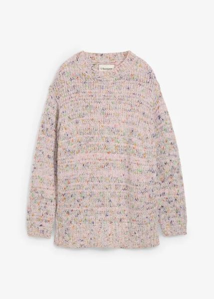Oversize’owy sweter z włóczki bouclé. Czerwone swetry bonprix, bez wzorów, bez ramiączek. Za 127.99 zł.