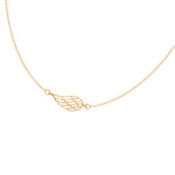 Naszyjnik z pozłacanym ażurowym skrzydłem na łańcuszku. Żółte naszyjniki Lilou, pozłacane. Za 179.00 zł.