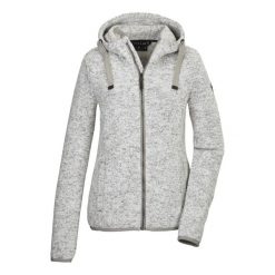 Bluza dzianinowa z kapturem rozpinana na zamek damska Killtec GW 52 ecru. Białe bluzy GIGA DX, bez wzorów, z dzianiny, z kapturem. Za 237.50 zł.