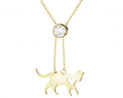 Złoty naszyjnik z cyrkonią - kot. Żółte naszyjniki Apart, z cyrkonią, złote. Za 1,239.00 zł.