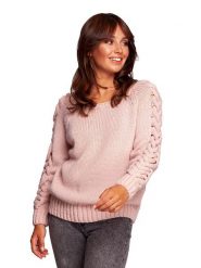 Be Wear Sweter w kolorze jasnoróżowym rozmiar: L/XL. Różowe swetry Be Wear, l, bez wzorów, z wełny, bez ramiączek. Za 216.95 zł.