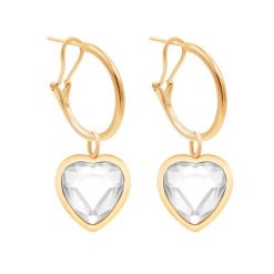 Kolczyki koła 2 cm z zawieszkami Icons. Białe kolczyki Lilou, z kryształem, pozłacane. Za 497.00 zł.