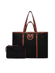 PINKO Torebka Miranda Shopper Extra PE 25 PLTT 104715 A2G2 Czarny. Czarne shopper Pinko, bez wzorów, z materiału, bez dodatków. Za 749.99 zł.