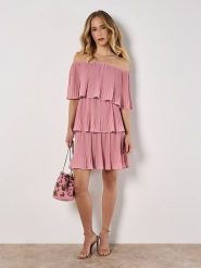 Apricot Sukienka w kolorze jasnoróżowym rozmiar: XS. Różowe sukienki Apricot, na co dzień, xs, bez wzorów, bez kołnierzyka, bez ramiączek, midi, proste. Za 104.99 zł.