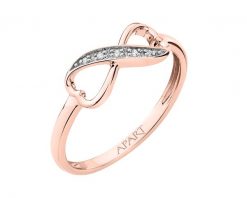 Pierścionek z różowego złota z diamentami - serce, nieskończoność - 0,02 ct - próba 375. Czerwone pierścionki Apart, z diamentem, złote. Za 1,149.00 zł.