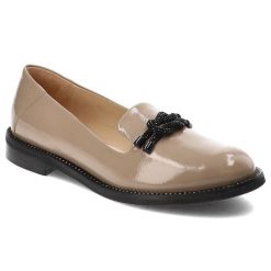 Beżowe Mokasyny Armodo Modne Buty Damskie. Brązowe mokasyny Armodo, bez wzorów, ze skóry, bez obcasa. Za 359.00 zł.