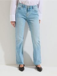 Jeansy straight z efektem sprania - turkusowy. Niebieskie jeansy Sinsay, l, bez wzorów. Za 69.99 zł.