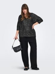 ONLY Carmakoma Bluzka w kolorze srebrno-czarnym rozmiar: 54. Czarne bluzki Only Carmakoma, bez wzorów, bez kołnierzyka, bez ramiączek. Za 96.14 zł.