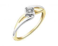 Pierścionek z żółtego i białego złota z brylantem - 0,04 ct - próba 585. Białe pierścionki Apart, z brylantem, złote. Za 2,190.00 zł.