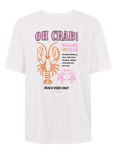 Zwillingsherz Koszulka "Oh Crab" w kolorze białym rozmiar: XXL. Białe bluzki Zwillingsherz, xxl, bez wzorów, bez kołnierzyka, bez ramiączek. Za 86.95 zł.