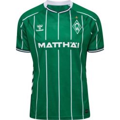 Domowy jersey Werderu Brema 2025/26. Zielone koszulki sportowe Hummel, bez wzorów, z jersey, bez ramiączek, do piłki nożnej. Za 422.50 zł.