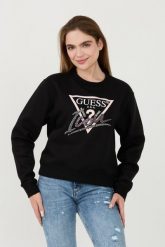 GUESS Czarna damska bluza Icon, Rozmiar S. Czarne bluzy sportowe Guess, s, z aplikacjami, bez kaptura. W wyprzedaży za 299.99 zł.