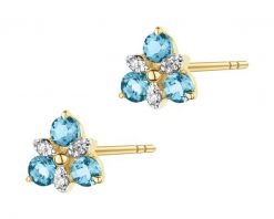 Kolczyki z żółtego złota z diamentami i topazami London Blue - próba 375. Niebieskie kolczyki Apart, z diamentem, złote. Za 1,059.00 zł.