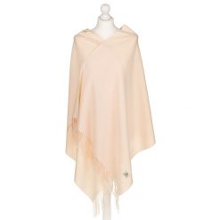 Dwustronny szal damski w kolorze kremowym - Peterson. Białe szaliki Peterson, bez wzorów, z materiału, eleganckie. Za 64.99 zł.