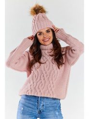 Awama Czapka w kolorze jasnoróżowym rozmiar: onesize. Różowe czapki Awama, bez wzorów, z materiału. Za 99.99 zł.