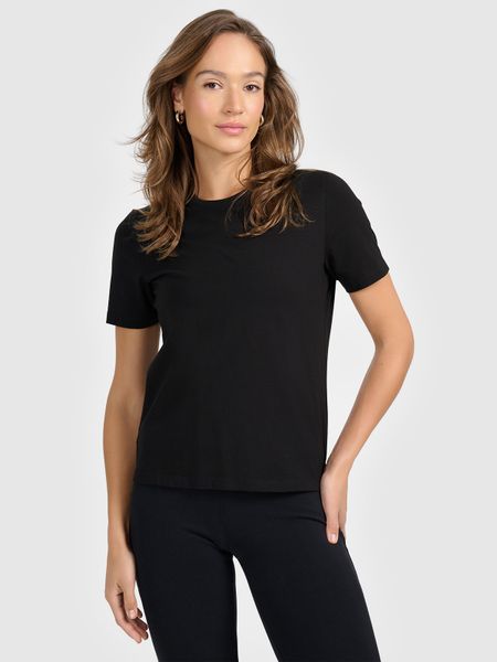 4F T-shirt regular gładki damski - czarny L. Czarne t-shirty 4f, l, bez wzorów, z materiału, bez kołnierzyka, bez ramiączek. Za 49.99 zł.