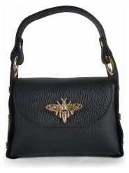 ORE10 Skórzana torebka "Raser" w kolorze czarnym - 17 x 12 x 6 cm rozmiar: onesize. Czarne torby na ramię ORE10, z aplikacjami, z materiału, przez ramię, bez dodatków. Za 130.99 zł.