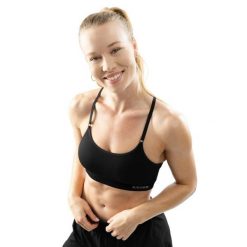 Damski bezszwowy biustonosz sportowy Fitness Siroko Ness. Czarne bielizna sportowa SIROKO, bez wzorów, z materiału. W wyprzedaży za 126.00 zł.