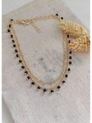 Atelier MIU Pozłacana bransoletka z elementami ozdobnymi na kostkę rozmiar: onesize. Czarne bransoletki Atelier MIU, pozłacane. Za 56.95 zł.