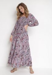 Fioletowo-Niebieska Sukienka Philusa. Fioletowe sukienki Born2be, na co dzień, l, bez wzorów, z tkaniny, bez kołnierzyka, bez ramiączek, maxi, proste. Za 79.99 zł.