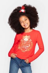 T-shirt z długim rękawem Xmas. T-shirty COCCODRILLO, s, z aplikacjami, z bawełny, bez kołnierzyka, bez ramiączek. W wyprzedaży za 39.90 zł.