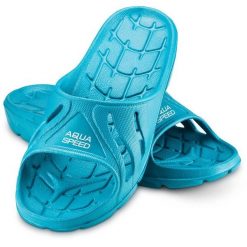 Klapki basenowe Aqua Speed Alabama. Niebieskie klapki Aqua-Speed, bez wzorów, bez obcasa. Za 61.38 zł.
