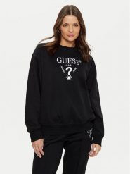Guess Bluza V5RQ12 KC3D2 Czarny Regular Fit. Czarne bluzy Guess, s, z aplikacjami, z syntetyku, bez kaptura. Za 179.99 zł.