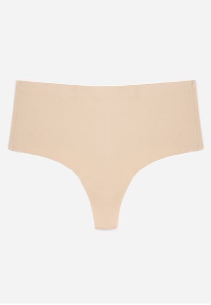 Beżowe Bezszwowe Majtki Stringi z Wysokim Stanem Hemolis. Brązowe stringi Born2be, bez wzorów. Za 29.99 zł.