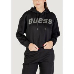 Bluza Kobieta GUESS ACTIVE PRIMULA RHINESTONES HOODIE SWE. Czarne bluzy Guess Active, z aplikacjami, z bawełny, bez kaptura. W wyprzedaży za 339.60 zł.
