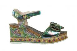 Sandały Laura Vita Hacdeo 09 Olive 202045, Zielony, Skóra naturalna - 37. Zielone sandały Laura Vita, bez wzorów, z gumy, eleganckie, bez obcasa, na koturnie, bez zapięcia. W wyprzedaży za 206.10 zł.