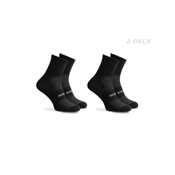 Skarpetki rowerowe Rogelli Essential 2-pak. Czarne skarpety Rogelli, bez wzorów, z materiału. Za 49.99 zł.