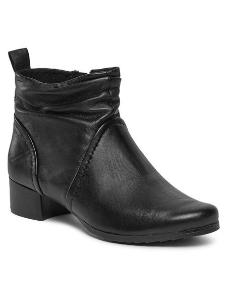 Caprice Botki 9-25358-41 Czarny. Czarne botki Caprice, bez wzorów, ze skóry, bez obcasa, na słupku, bez zapięcia. Za 479.99 zł.