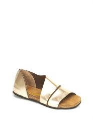 Comfortfusse Skórzane sandały w kolorze złotym rozmiar: 42. Żółte sandały Comfortfüße, bez wzorów, ze skóry, klasyczne, z otwartym noskiem, bez obcasa, bez zapięcia. Za 182.95 zł.