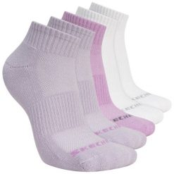 Skarpetki sportowe dla dorosłych 5pk Unisex 1/2 Terry Qtr Crew. Fioletowe skarpety Skechers, bez wzorów, z materiału. Za 59.99 zł.