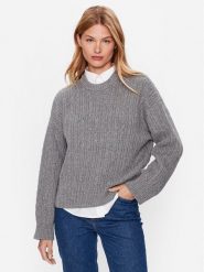 Tommy Hilfiger Sweter WW0WW39003 Szary Oversize. Szare swetry TOMMY HILFIGER, xl, bez wzorów, z bawełny, bez ramiączek. Za 369.99 zł.