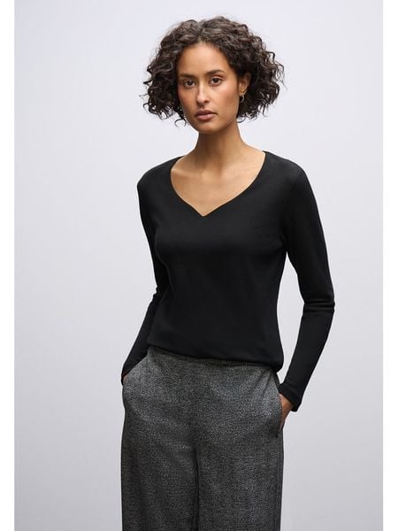 Street One Koszulka w kolorze czarnym rozmiar: 34. Czarne bluzki Street One, bez wzorów, z bawełny, street, bez kołnierzyka, bez ramiączek. Za 82.99 zł.